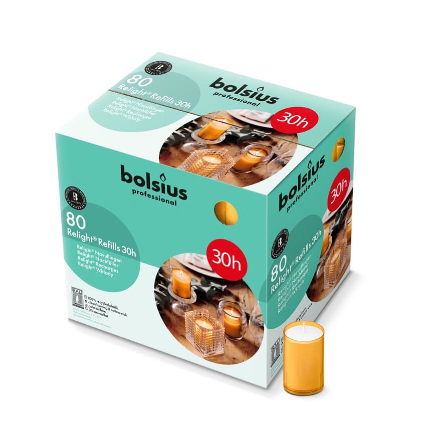 Bolsius kertafyllingar f. stjaka amber 80stk 2