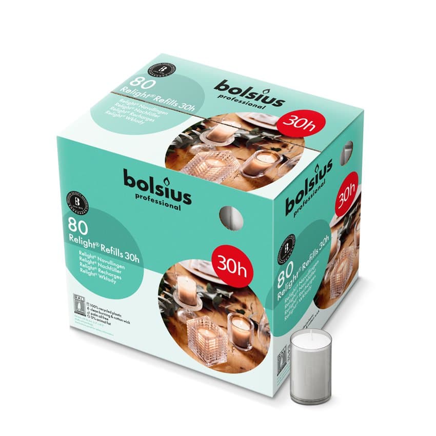 Bolsius kertafyllingar f. stjaka grá 80stk 2