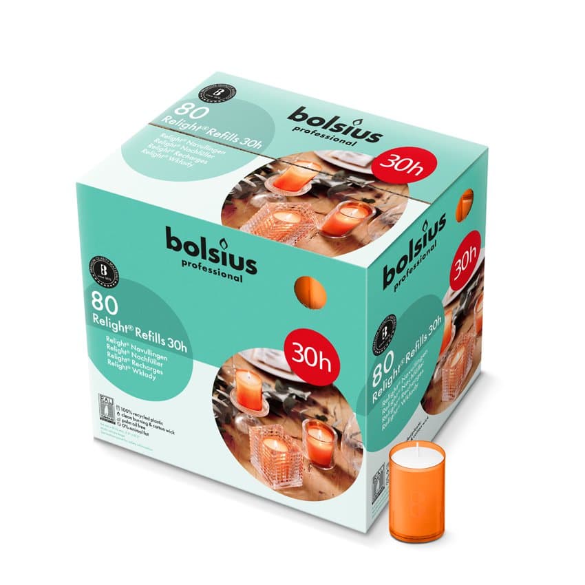 Bolsius kertafyllingar f. stjaka orange 80stk 2