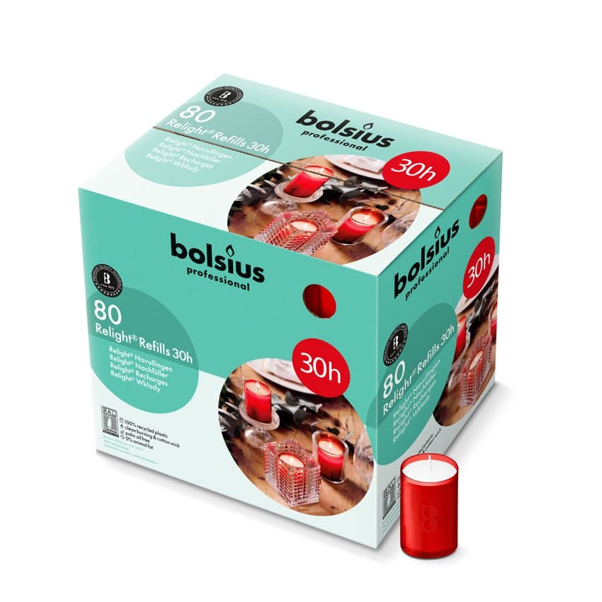 Bolsius kertafyllingar f. stjaka rauð 80stk 2
