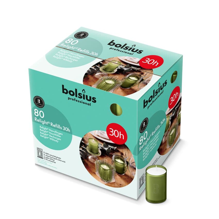 Bolsius kertafyllingar f. stjaka olive 80stk 2