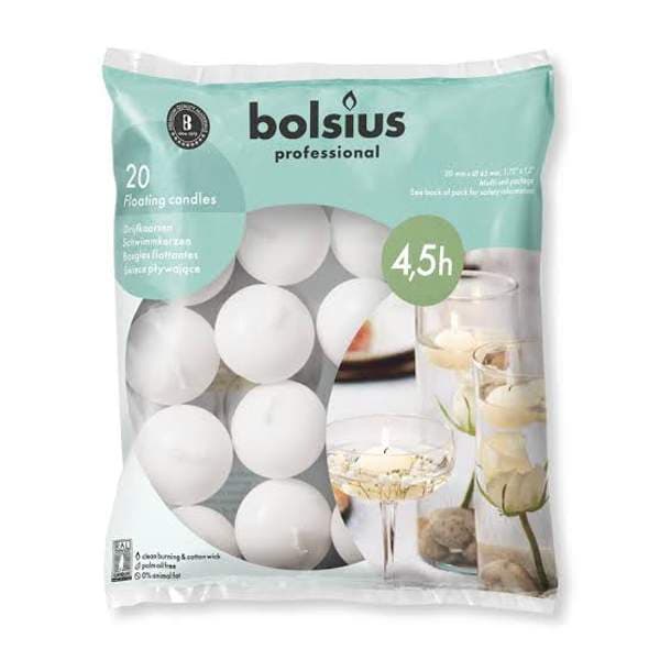 Bolsius flotkerti hvít 20stk