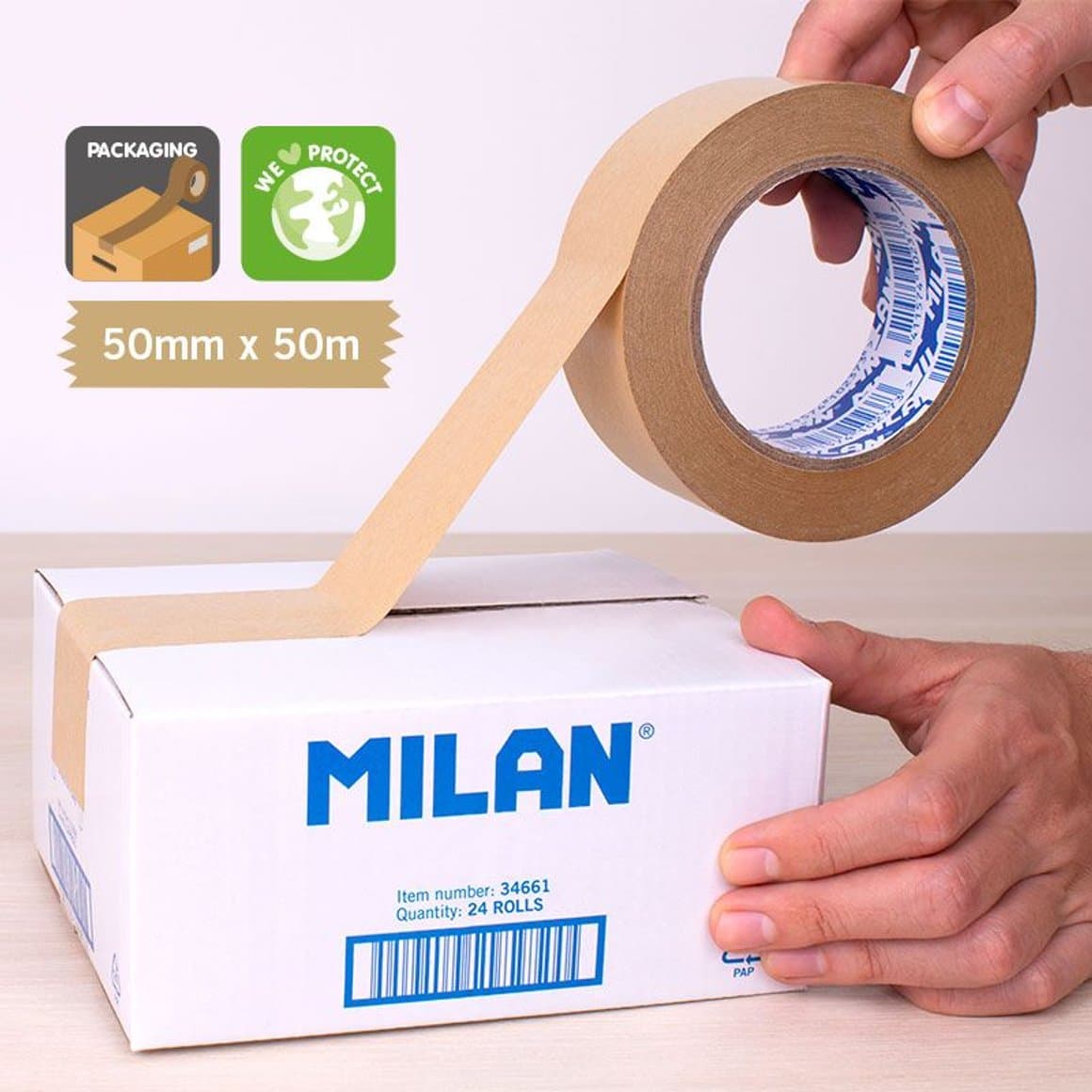 MILAN pökkunarlímband 50mmx50mtr, pappír 2