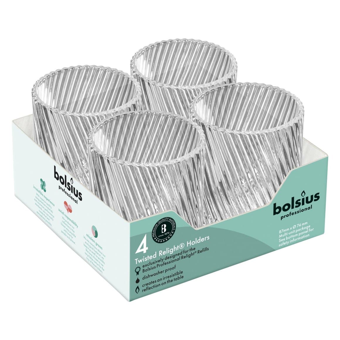 Bolsius kertastjakar f. fyllingu Twist 4stk 1