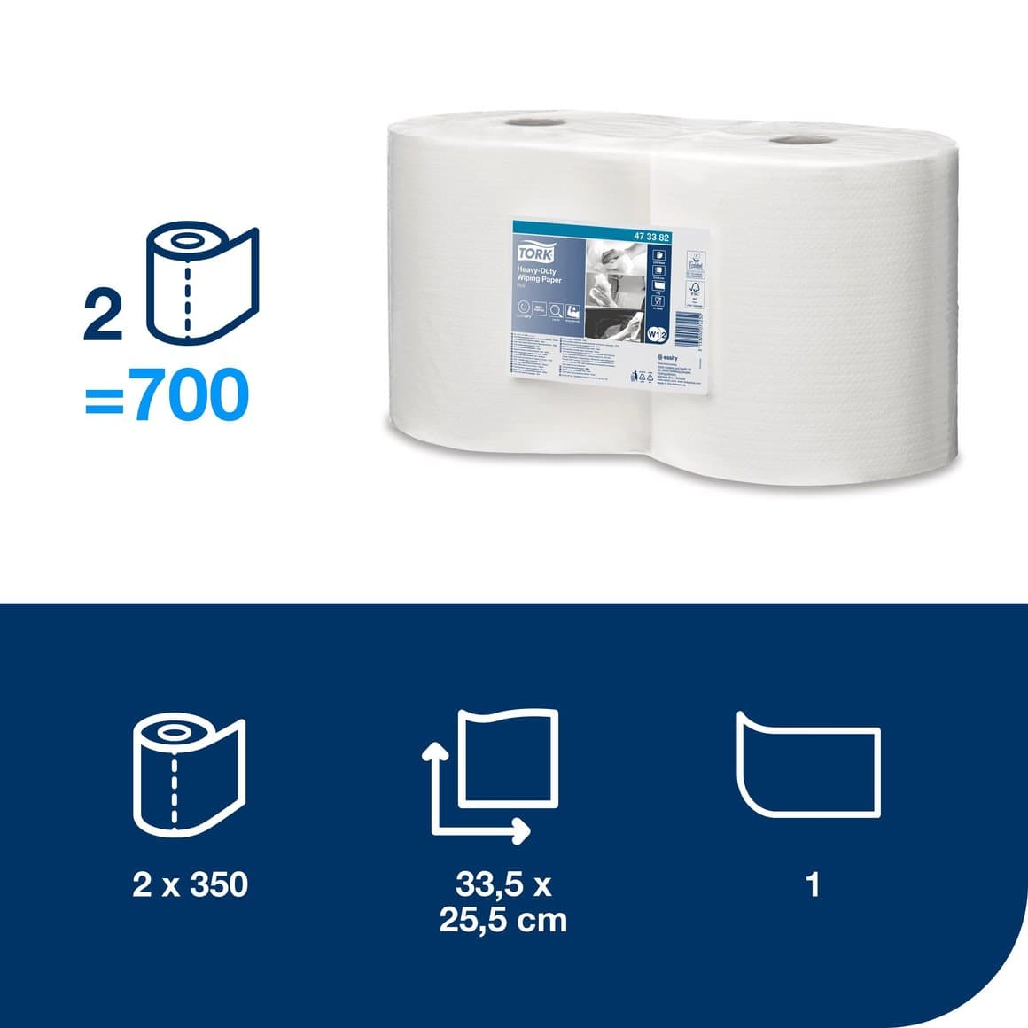 Tork V-þurrkur heavy duty þurrkur 2rl W2 2