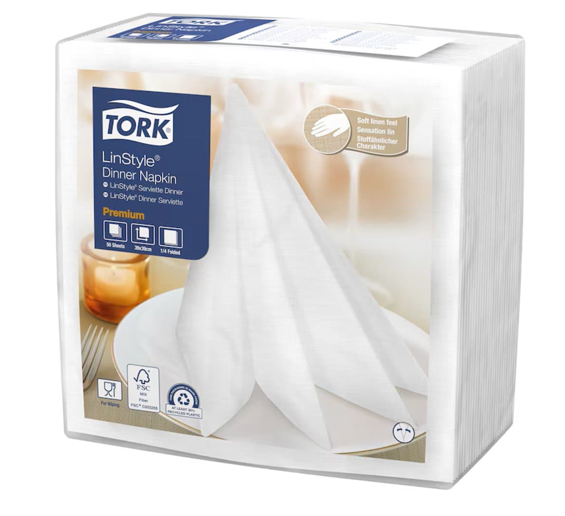 Tork serv. LinStyle 39 cm hvítar 50stk 2