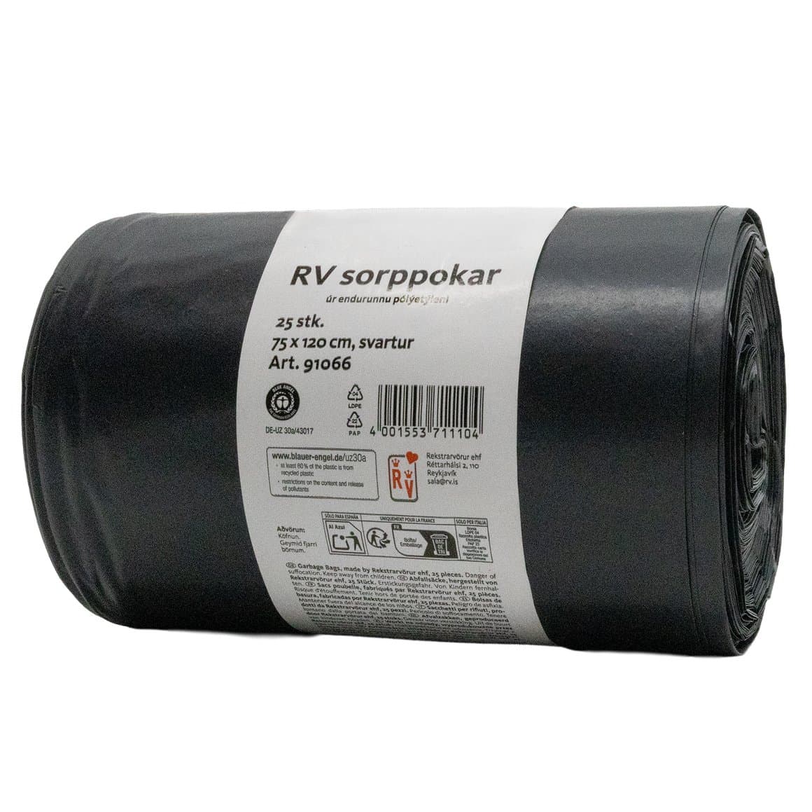RV poki svartur Sterkari 75x120cm 140l 55my 25stk 1