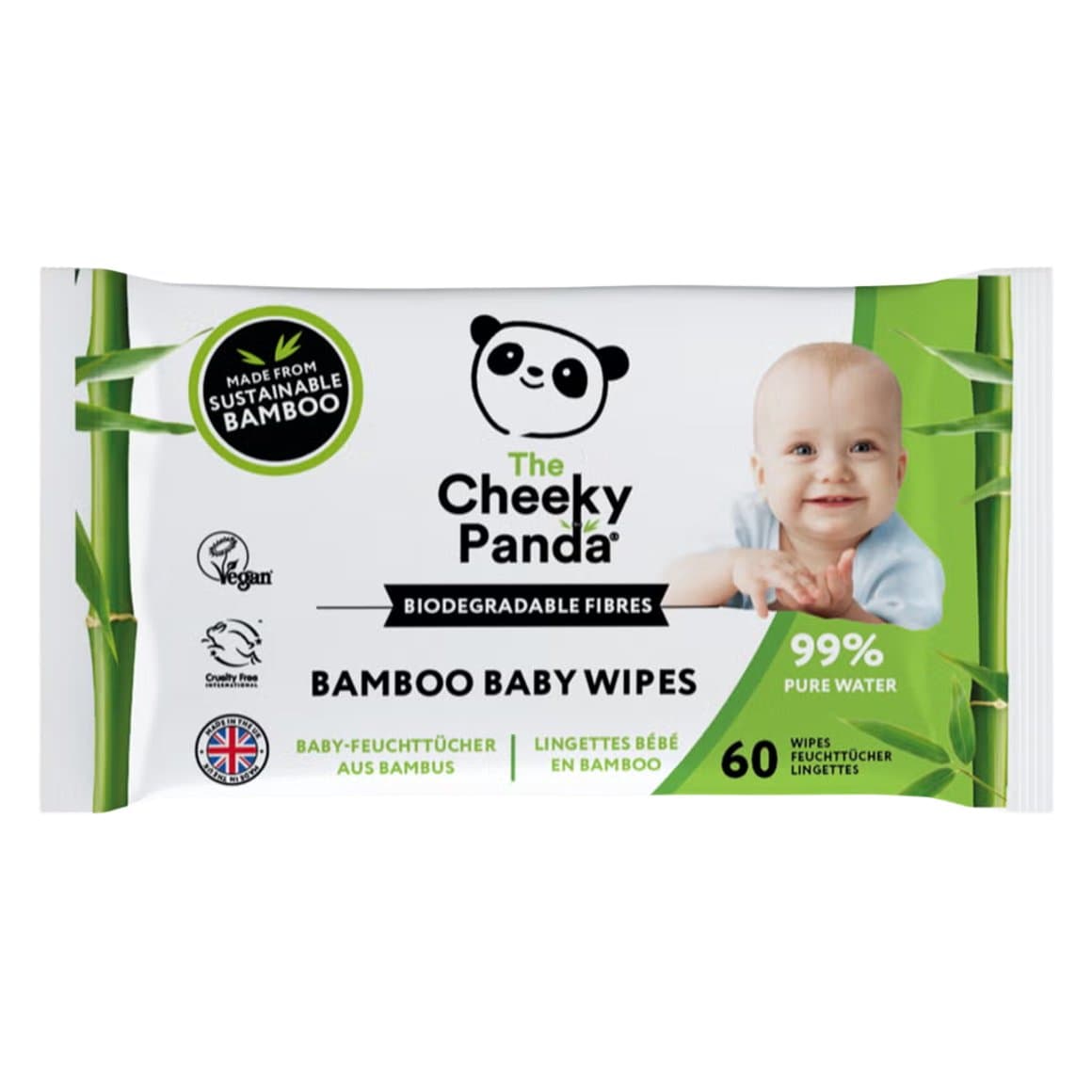 The Cheeky Panda bambus barna blautklútar 60 klútar 1